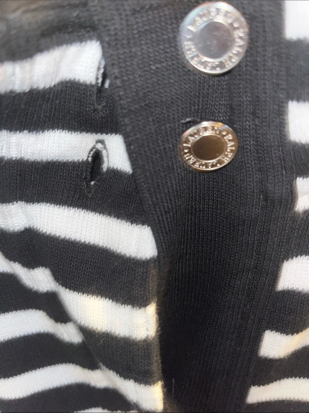 Lauren Ralph Lauren Black & White Striped Casual Button-Front Shirt - Picture 5 of 16